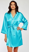 Classic Satin Robe in Aqua