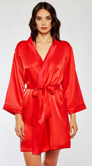 Classic Satin Robe in Red