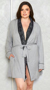 Shawl Lace Collar Robe in Grey