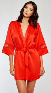Lace Insert Robe in Red