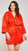 Lace Insert Robe in Red