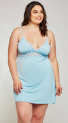 Effortless Lace Trim Chemise in Sky Blue