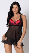 Dash Babydoll Set in Red Black