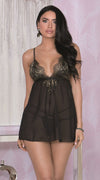 Ravishing Eyelash babydoll in Gold Black