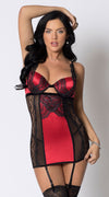 Molded Cup Chemise in Red Black