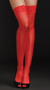 Red Sheer Contrast Thigh Highs