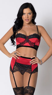 Seductive 3 Piece Bra Sets in Red Black