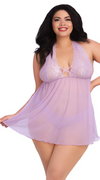 Spring Mesh Babydoll Set in Lilac
