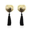 Sequin Heart Pasties with Tassels in Gold