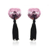 Sequin Heart Pasties with Tassels in Pink