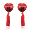 Sequin Heart Pasties with Tassels in Red