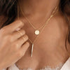 18k Gold Plated Round Bar Layered Stainless Steel Necklace
