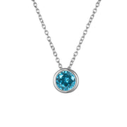 14K Gold Plated December Round Zircon Birthstone Pendant Necklace