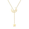 18K Gold Plated Stainless Steel Moon Star Pendant Necklace