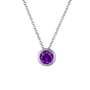 14K Gold Plated June Round Zircon Birthstone Pendant Necklaces