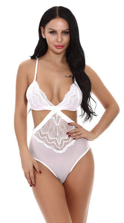 Classic Liloo Cut-Out Lace Bodysuit in White