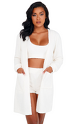 Plush Robe With Pockets In White