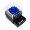 Preserved Rose Flower In a Acrylic Box with 18K Real Gold Plated Gemini Zodiac Necklace