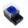 Preserved Rose Flower In a Acrylic Box with Real Silver Plated Gemini Zodiac Necklace