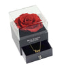 Preserved Rose Flower In a Acrylic Box with 18K Real Gold Plated Leo Zodiac Necklace