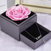 Preserved Rose Flower In a Acrylic Box with Real Silver Plated Libra Zodiac Necklace