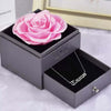 Preserved Rose Flower In a Acrylic Box with Real Silver Plated Taurus Zodiac Necklace