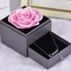 Preserved Rose Flower In a Acrylic Box with Real Silver Plated Cancer Zodiac Necklace