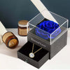 Preserved Rose Flower In a Acrylic Box with Real Gold Plated April Birthstone Necklace