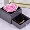 Preserved Rose Flower In a Acrylic Box with 18K Real Gold Plated Taurus Zodiac Necklace